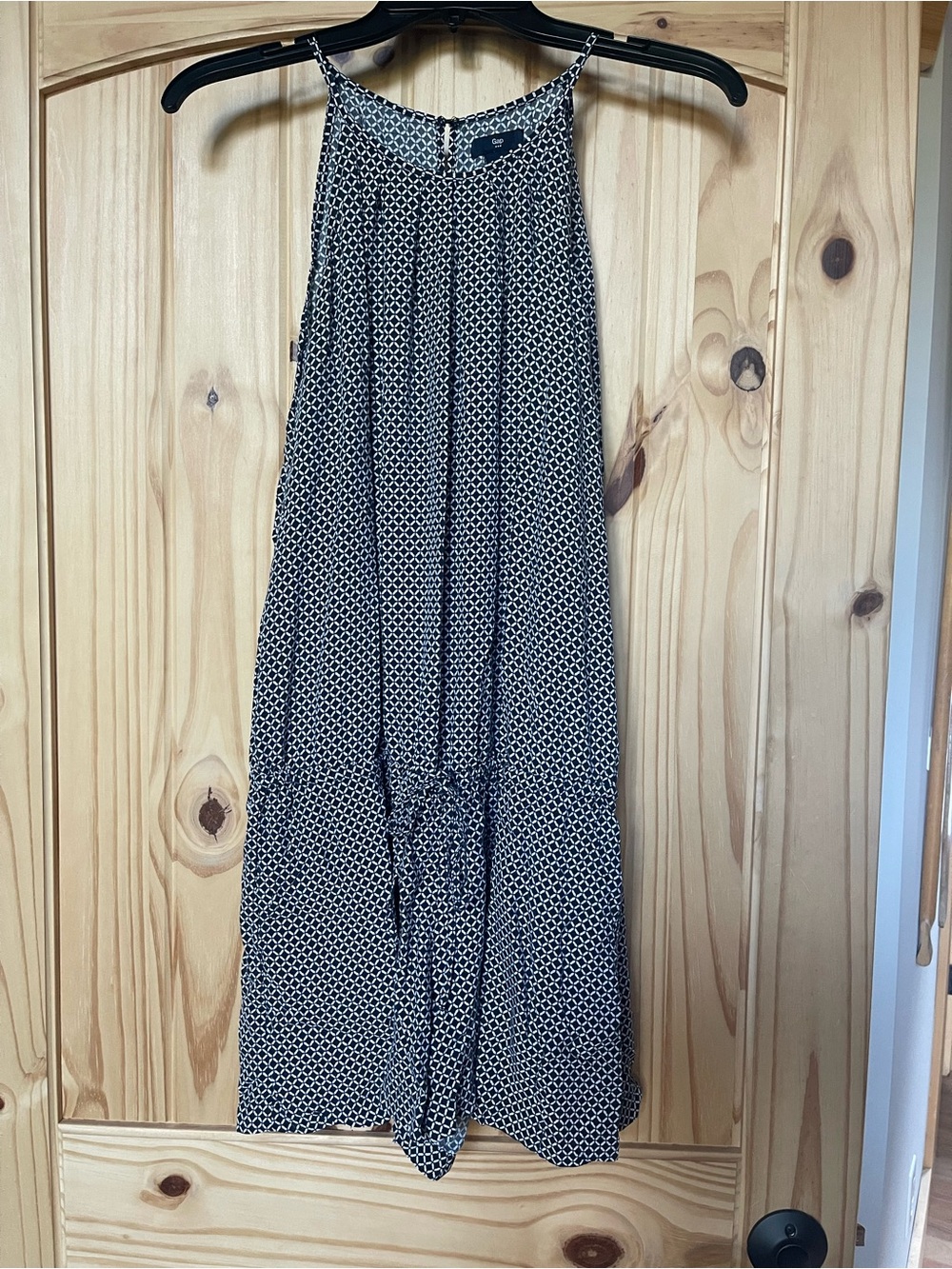 GAP Navy and White Geometric Halter Jumpsuit